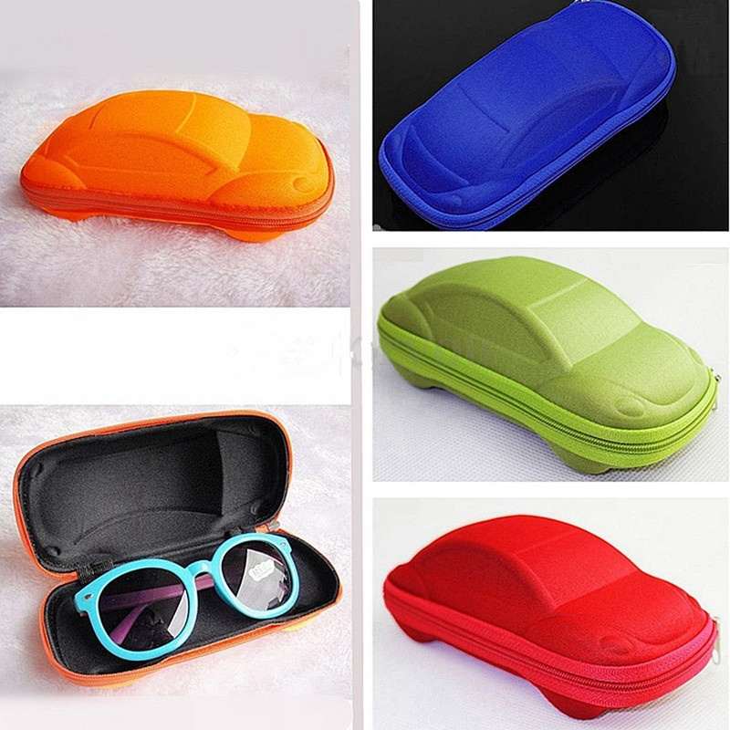 Kids Car Shaped Zipper Sun Glasses Eyeglasses Protector Eye Hard Case Box Holder-9
