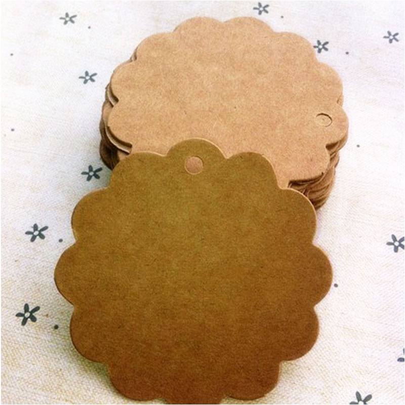 50 Pcs Flower Round Kraft Paper Hang Tags Wedding Party Favor Label Gift Cards-2