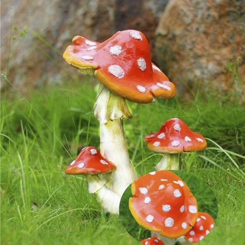 Red Mushroom House Resin Fairy Micro Plant Ornament Decoration Figurine  Miniatures Garden-4