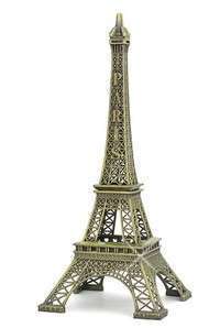 DPeK-Bronze Tone Paris Eiffel Tower Figurine Statue Vintage Alloy Model Decor