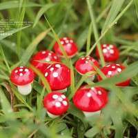 DQfM-10pcs Red Miniature Mushroom Dollhouse Bonsai Fairy Garden Ornaments