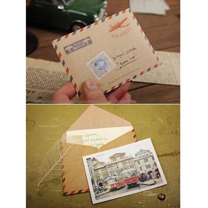 10 Sheets Mini Envelope Postcard Letter Stationary Storage Paper Vintage-2