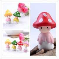 Dnkf-4pcs Garden Ornament Miniature Mushroom Doll Figurine Plant Pot Fairy Dollhouse Decor