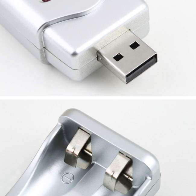 Brand New Rechargeable NiMH Battery & AAA and AA high capacity USB Charger (Color: Silver)-1