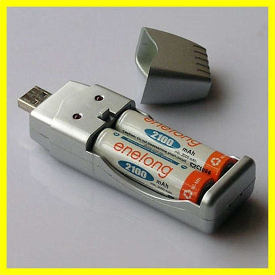 Brand New Rechargeable NiMH Battery & AAA and AA high capacity USB Charger (Color: Silver)-6