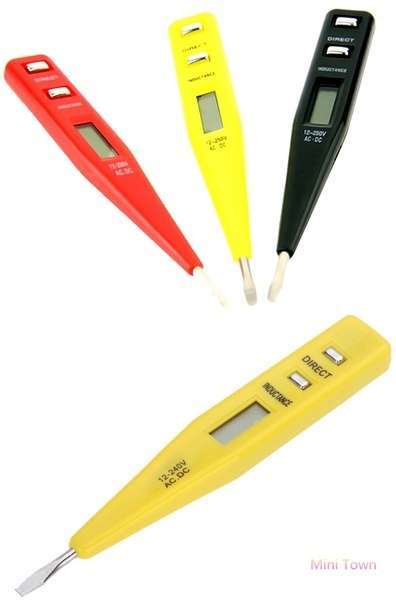 Multifunctional LCD Digital AC/DC Voltage Detector Continuity Tester Pen 12-240V-3