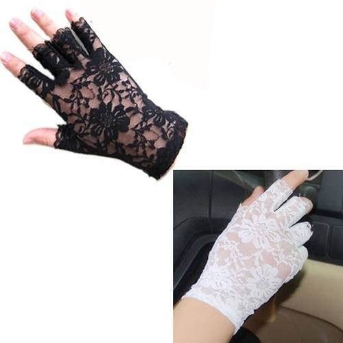 Women Lady Exquisite Goth Party Sexy Dressy Lace Gloves Mittens Finger less-2
