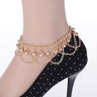 F8mK-Women Gold Tone Bell Chain Bead Anklet Ankle Bracelet Beach Foot Jewelry