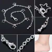 FCqF-Seven Stars Silver Plated Thin Chain Anklet Bracelet Foot Jewelry Barefoot