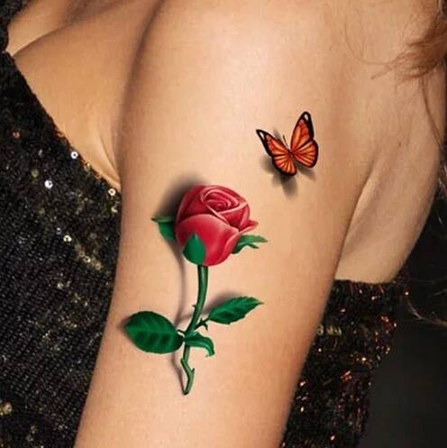 3D Tattoo Sticker Waterproof Female Sexy Nightclub Rose Butterfly Tattoo Stickers