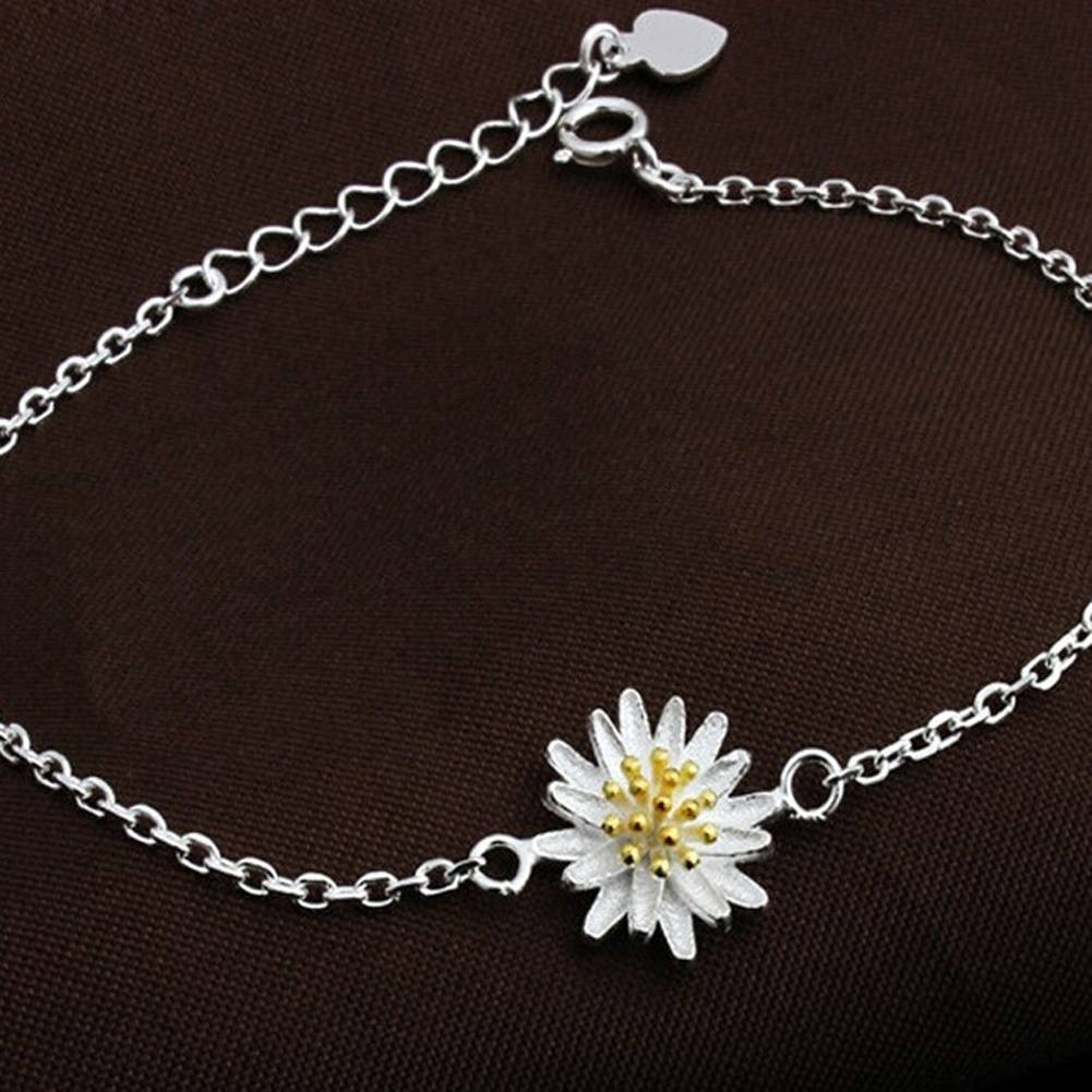 Silver Fresh Little Daisy Sun Flower Lady Girl Gold Bracelet Anklet
