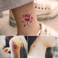 FFiq-Temporary Tattoos Lotus Flower Fake Transfer Tattoo Stickers Sexy Spray Waterproof Designs
