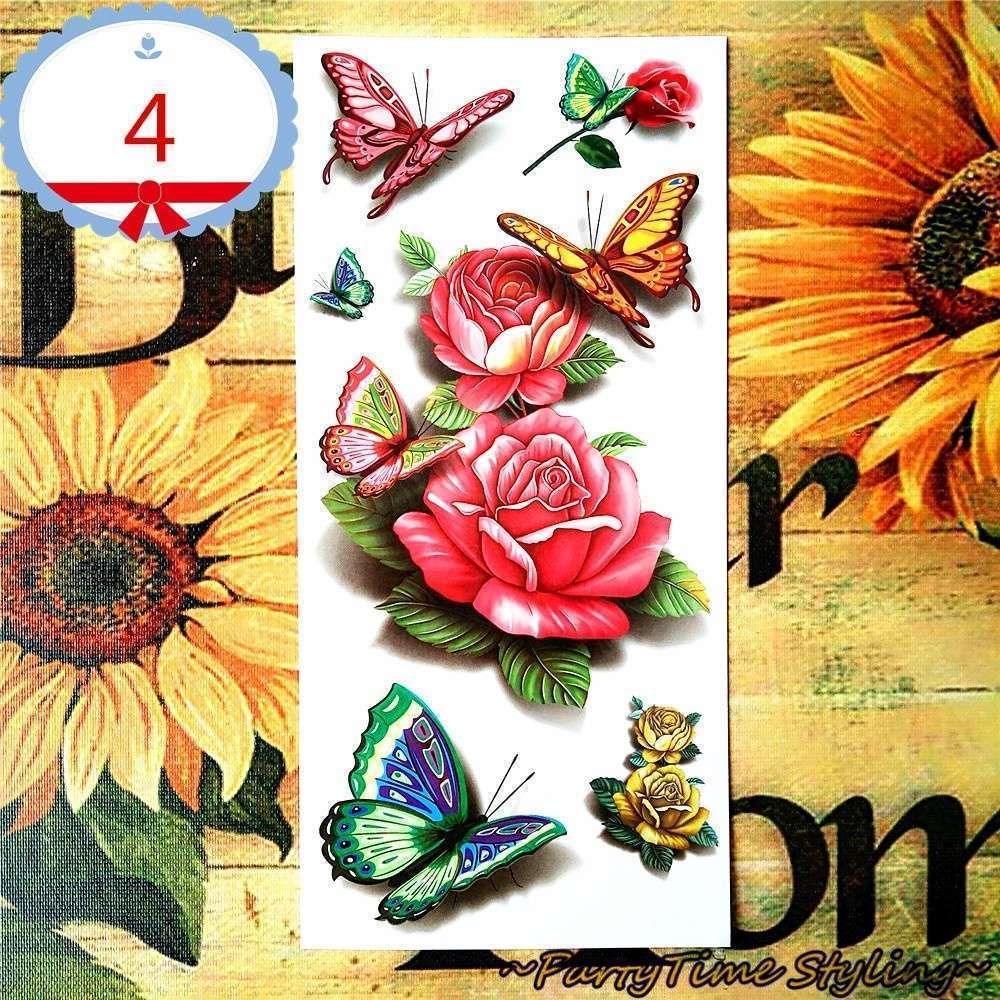 Amazing Butterfly 3d Flash Temporary Tattoo Body Art Sticker 1 sheet Tatoo Tatto 19*9cm Selfie Hottest EN71 High Quality-12