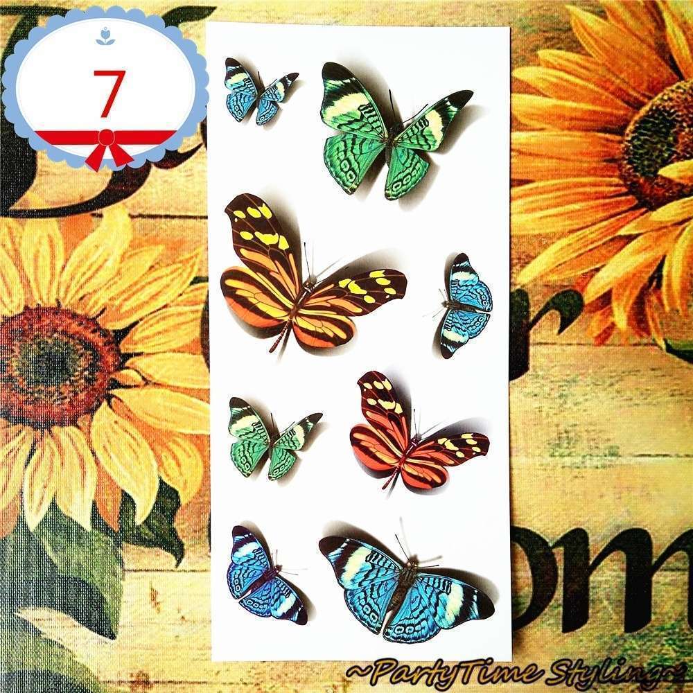 Amazing Butterfly 3d Flash Temporary Tattoo Body Art Sticker 1 sheet Tatoo Tatto 19*9cm Selfie Hottest EN71 High Quality-4