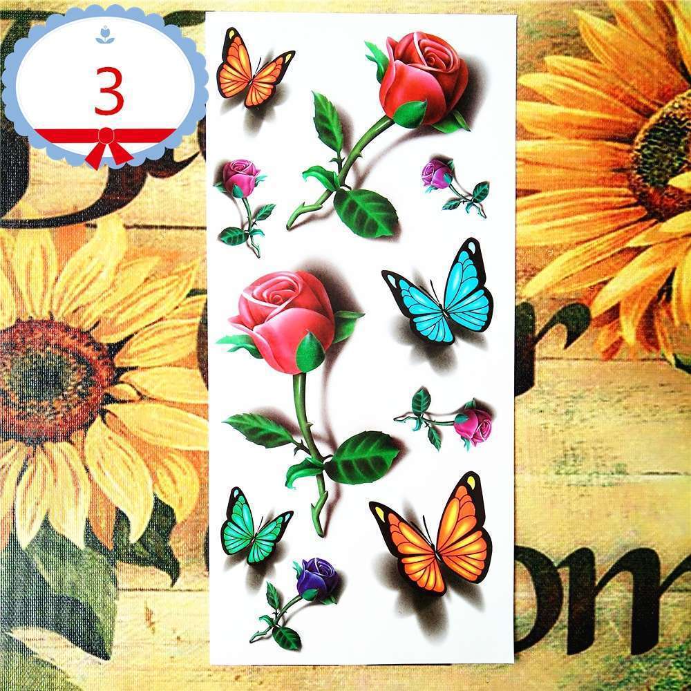 Amazing Butterfly 3d Flash Temporary Tattoo Body Art Sticker 1 sheet Tatoo Tatto 19*9cm Selfie Hottest EN71 High Quality-5