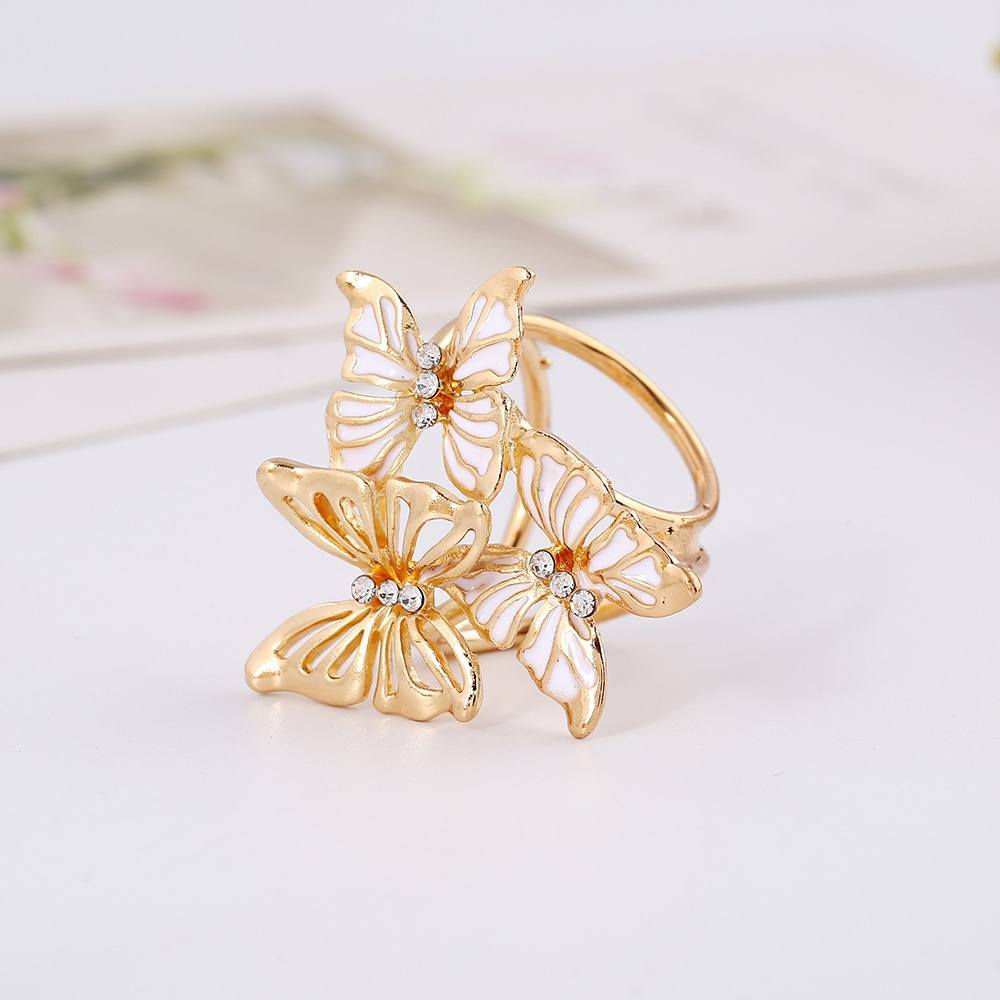 Elegant 3 Colors Gold Tone Cutout Butterfly Three Loop Scarves Clip Scarf Buckle Brooch-3
