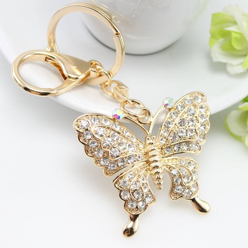 Exquisite fashion Rhinestone Butterfly Keychain-1