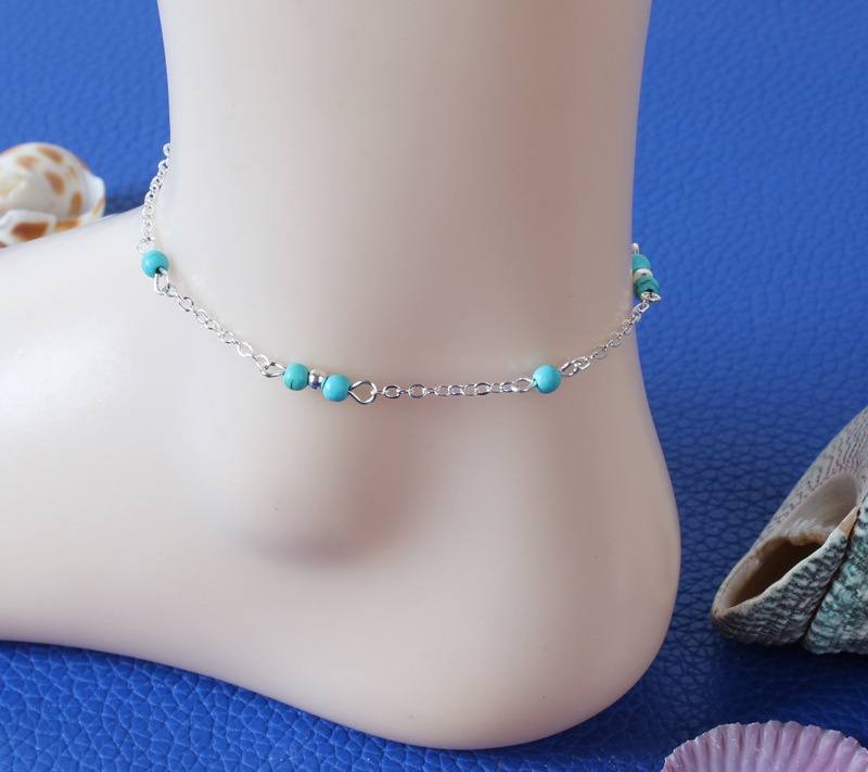 Silver Gold Girl Handmade Ankle Bracelet Bead Chain 22cm-1