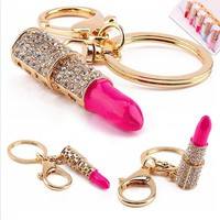 FqzQ-Crystal Rhinestone Lipstick Keyring Charm Pendant Bag Purse Car Key Chain