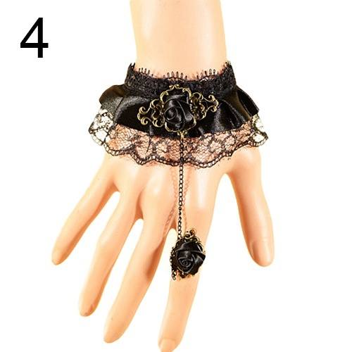 Retro Vintage Lady Handmade Jewellery Gothic Lace Flower Finger Ring Bracelet-4