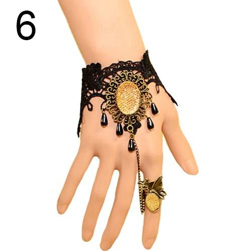 Retro Vintage Lady Handmade Jewellery Gothic Lace Flower Finger Ring Bracelet-6
