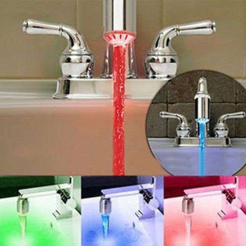 Temperature Sensor LED Light Water Faucet Tap 3 Color RGB Glow Shower