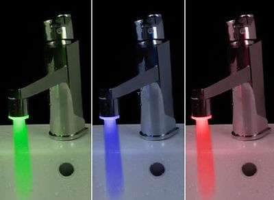 Temperature Sensor LED Light Water Faucet Tap 3 Color RGB Glow Shower-2