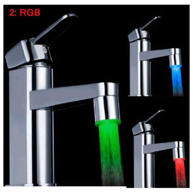 Temperature Sensor LED Light Water Faucet Tap 3 Color RGB Glow Shower-4