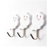 Hq32-3 Pcs Set 2kg Cute Plastic Hook White Cloud Wall Door Hangers For Clothes Hats Bag