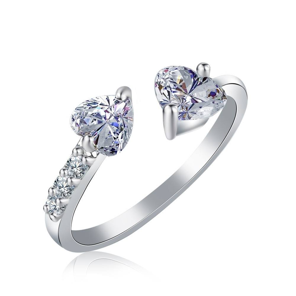 Fashion Jewelry Love Heart Zircon Diamond Ring Adjustable Rings Gift