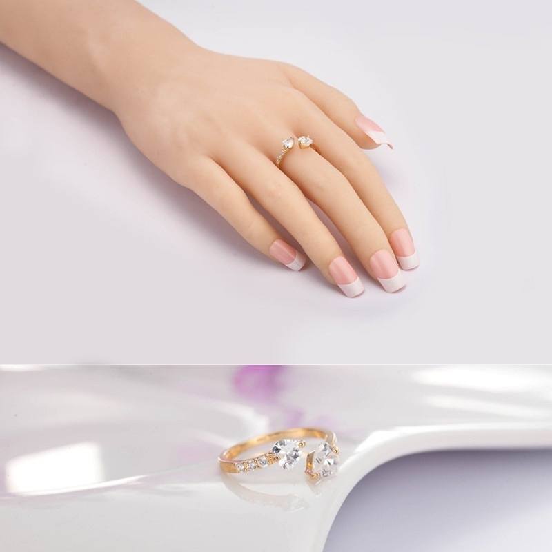 Fashion Jewelry Love Heart Zircon Diamond Ring Adjustable Rings Gift-2