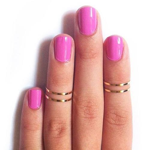 Women 5Pcs/Set Urban Gold Silver Stack Plain Cute above Knuckle Band Midi Ring