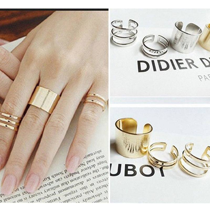 3Pcs/Set Gold Silver Plated Shiny Fashion Band Midi Finger Knuckle Stack Rings
