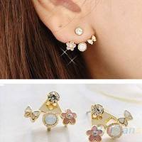 JRKK-Fashion Lovely Style Rhinestone Butterfly Flower Mounted Stud Earring
