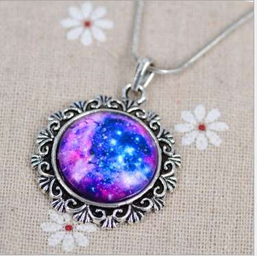 Fashion Cabochon Jewelry Vintage Choker Antique Silver Alloy Galaxy Collar Statement Necklaces?for lover