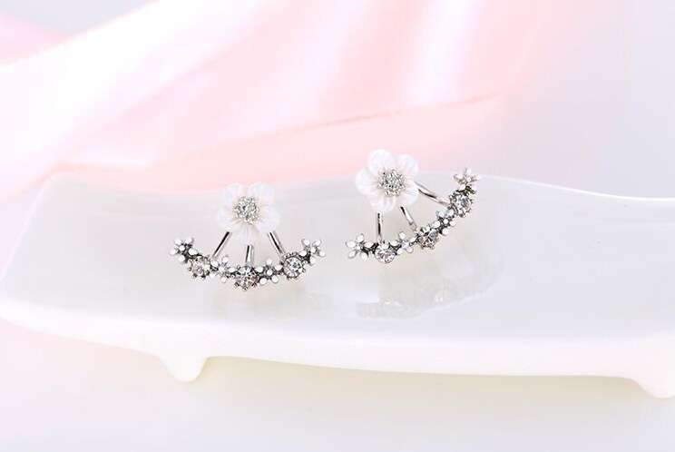 Crystal Stud Earrings Small Daisy Flower Women Earrings-4