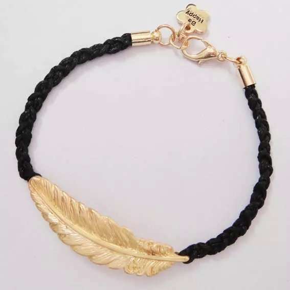 Unisex Fashion Creative Leaf Bracelet Metalic Feather Knit Personality Gold Blue Red Green Black Jewelry Gifts Women Men-3