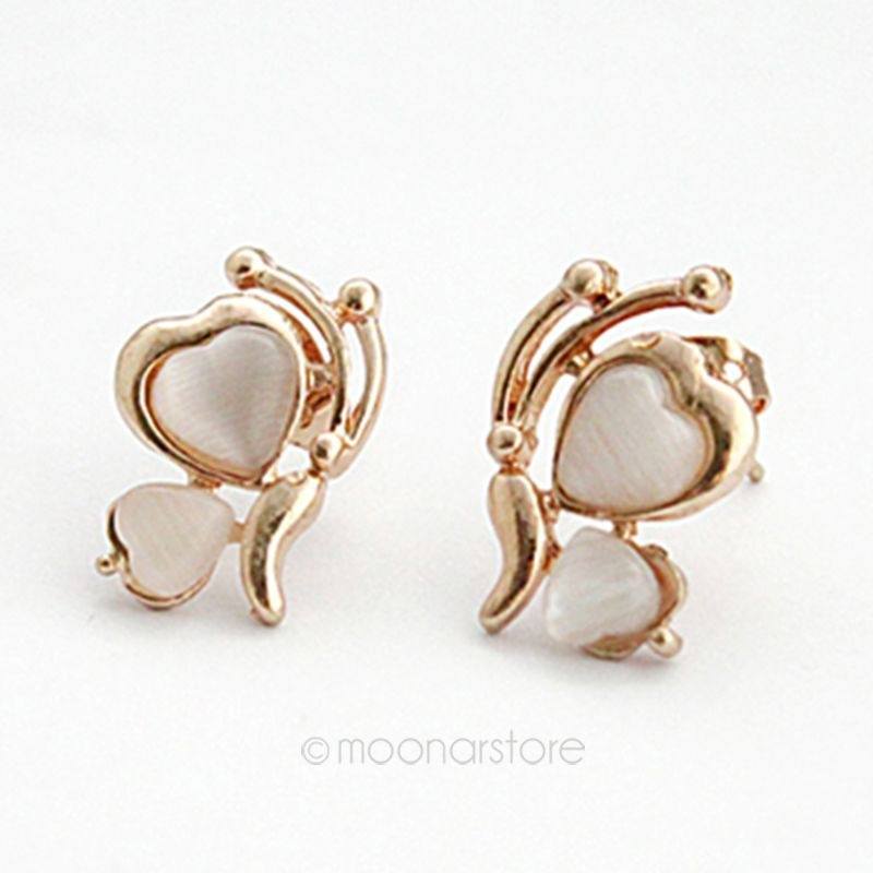 Chic Lovely Opal Butterfly Ear Stud Earrings Ear Pin for Women-1