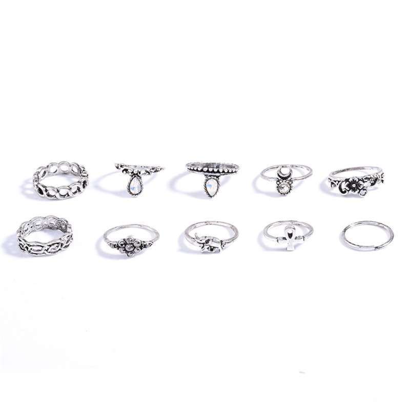 Women Fashion Hot 10PC/SET Retro Vintage Punk Knuckle Tribal Ethnic Joint Jewelry Rings Set-3
