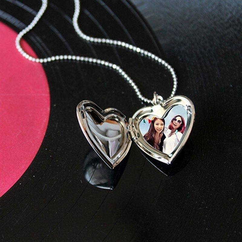 Fashion Girls Heart Shaped Friend Photo Picture Frame Locket Pendant Necklace-1