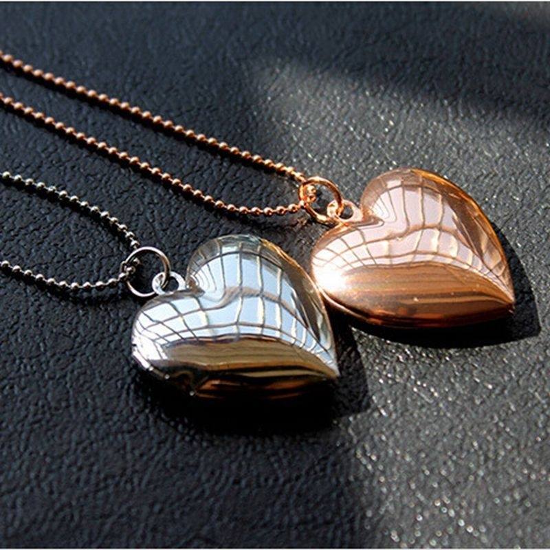 Fashion Girls Heart Shaped Friend Photo Picture Frame Locket Pendant Necklace-3