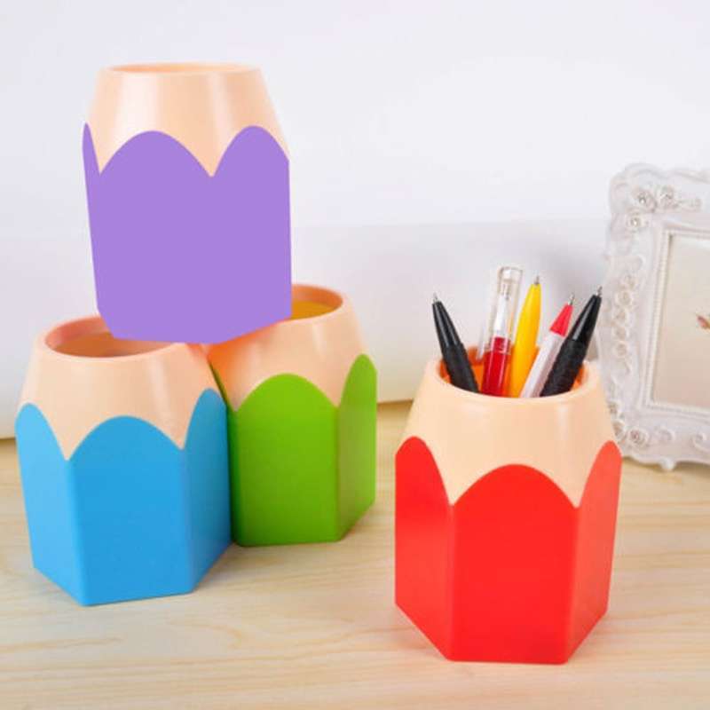 Creative Pen Vase Pencil Pot Makeup Brush Holder Stationery Container Desk-4