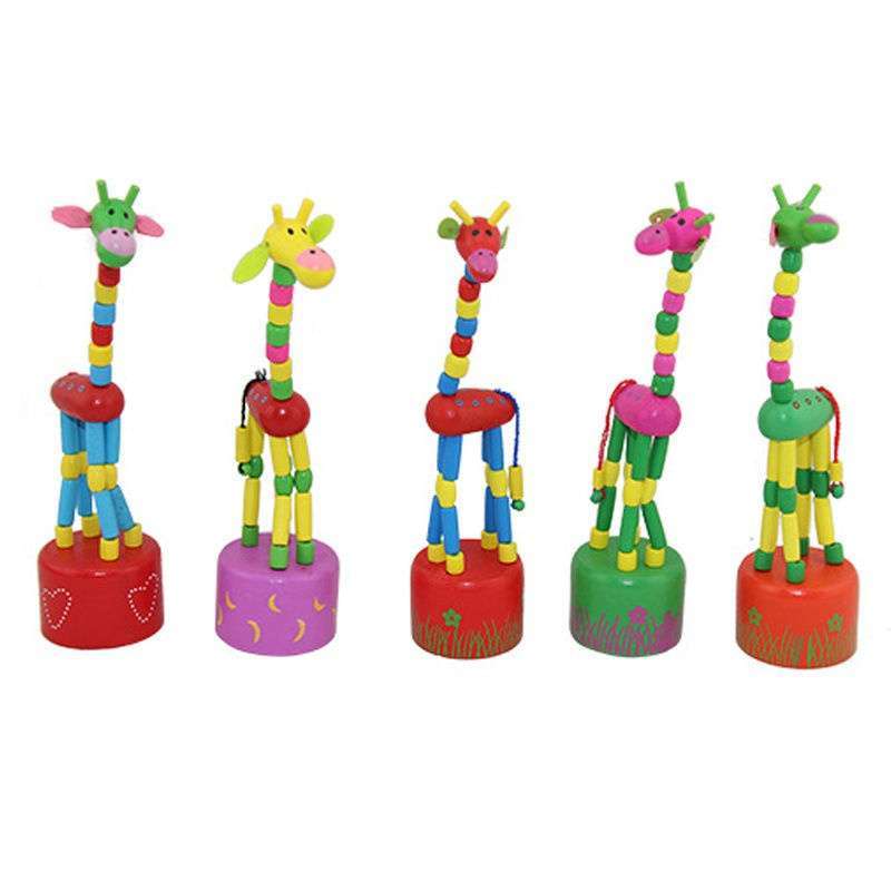 Baby Kid Wooden Toys Developmental Dancing Standing Rocking Giraffe Gift Toy-2