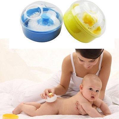 Baby Soft Face Body Makeup Cosmetic Powder Puff Sponge Box Case Container