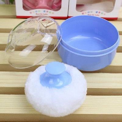 Baby Soft Face Body Makeup Cosmetic Powder Puff Sponge Box Case Container-1