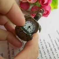 KiP4-Jewelry For Child Long Sweater Chain Bronze Pocket Watch Turtle Necklace Quartz Retro