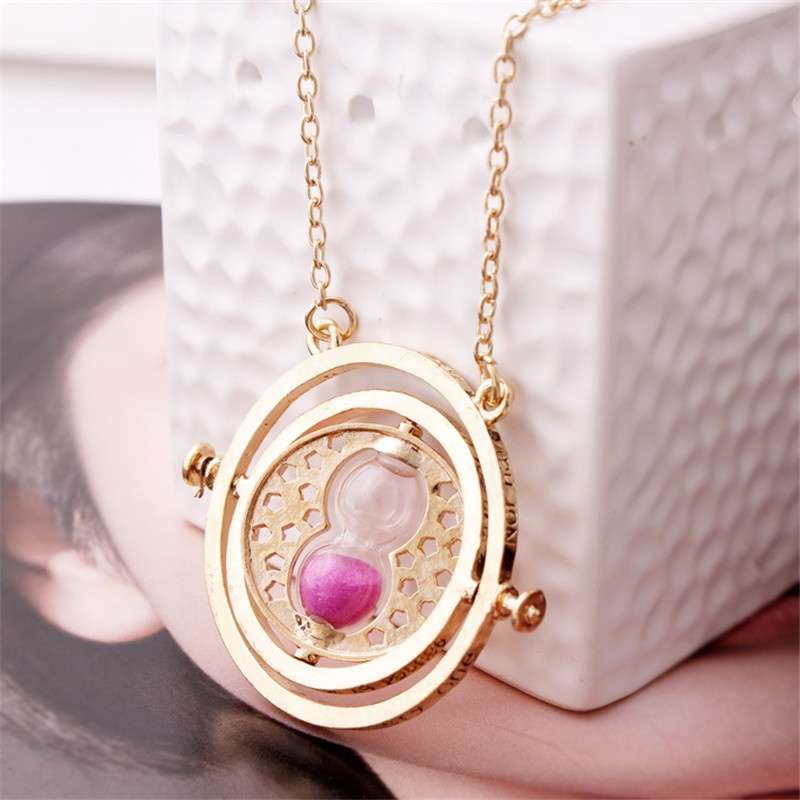 Time Turner Necklace Hermione Granger Rotating Spins Hourglass Pendant Necklace(Color: Silver Gold)-6