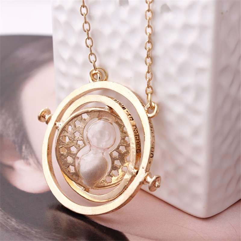 Time Turner Necklace Hermione Granger Rotating Spins Hourglass Pendant Necklace(Color: Silver Gold)-7