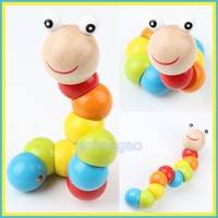 Ku1P-Cute Colorful Baby Kids Twist Caterpillars Wooden Toys Infant Creative Educational Gift