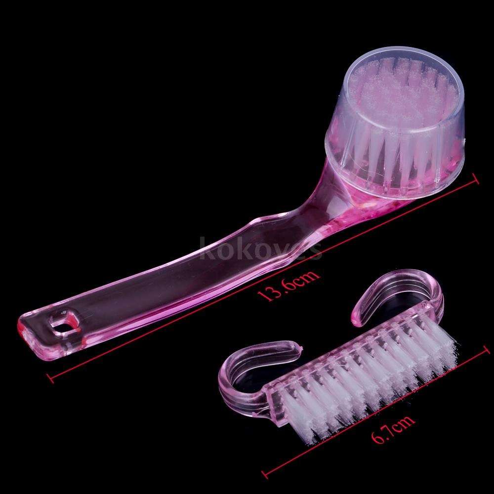 2Pcs Professional Manicure Tools Plastic Handle Nail Brushes Clean Dust Beauty Women Nail Art Accessories-3